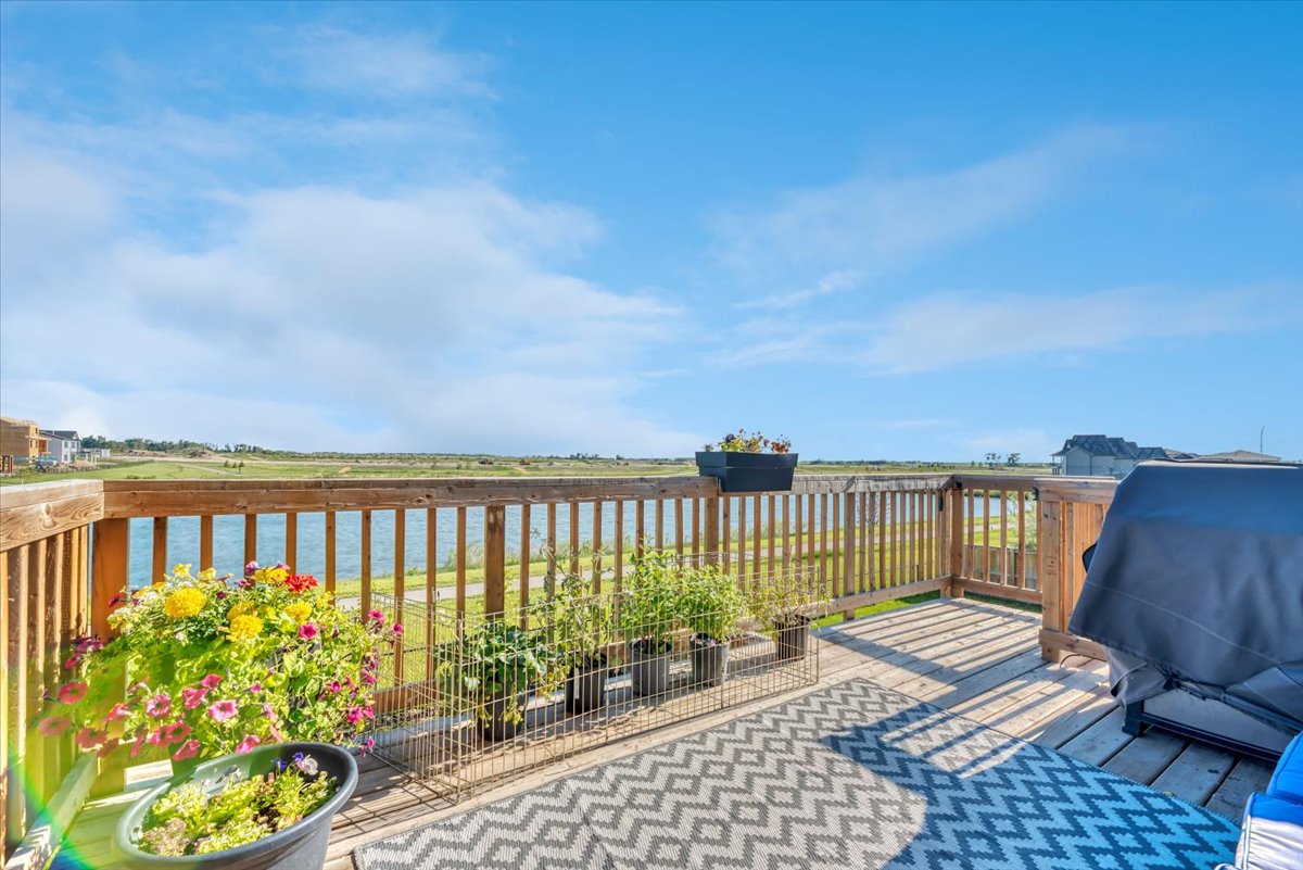 Back deck at 835 Lakewood Circle overlooking pond in Lakewood Strathmore