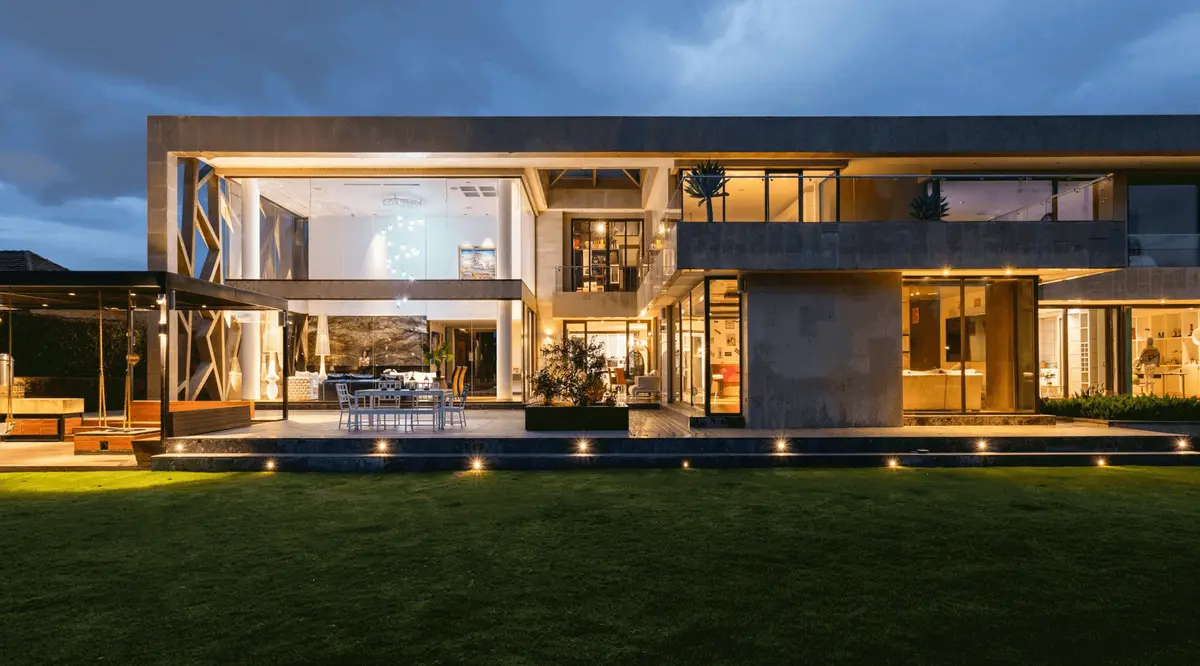 Modern luxury home at night