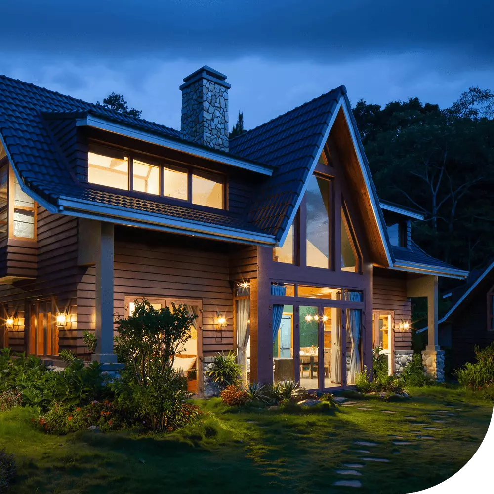 Luxury home exterior at dusk