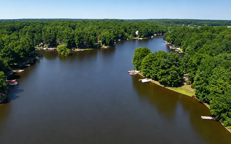 Aerial lake view at Lake of the Woods