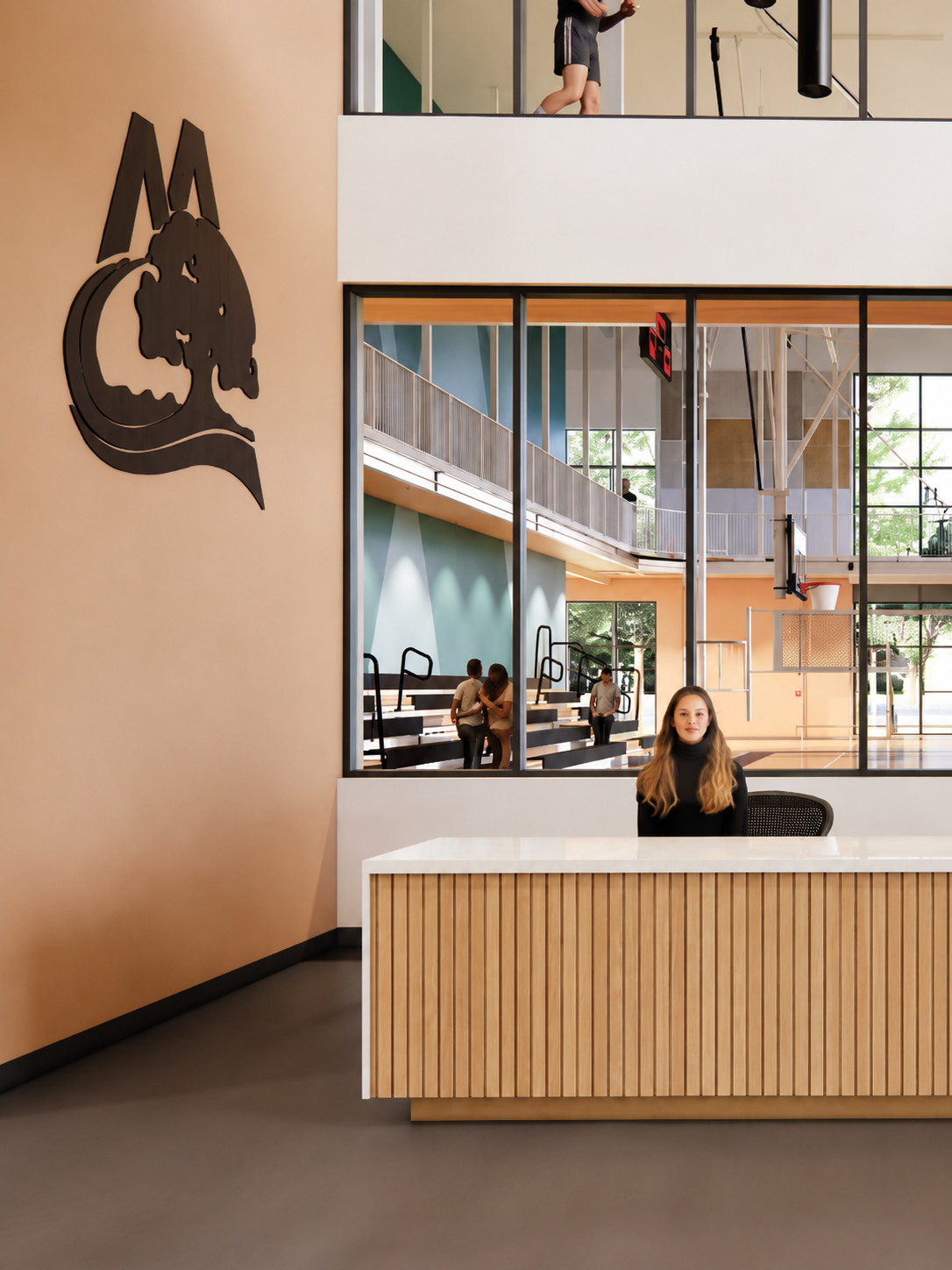 Interior front desk rendering for Gary Santos Park