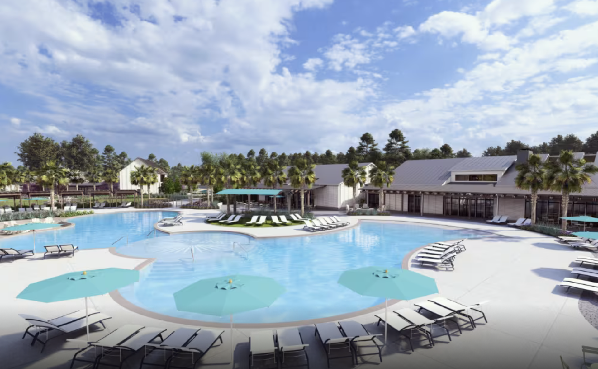 Rendering of Del Webb Point Hope pool and clubhouse amenities