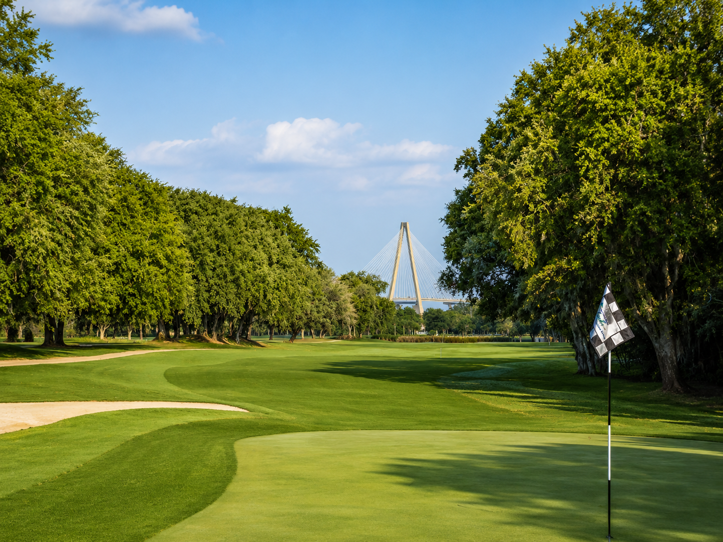 Patriots Point Links golf course overlooking Charleston Harbor