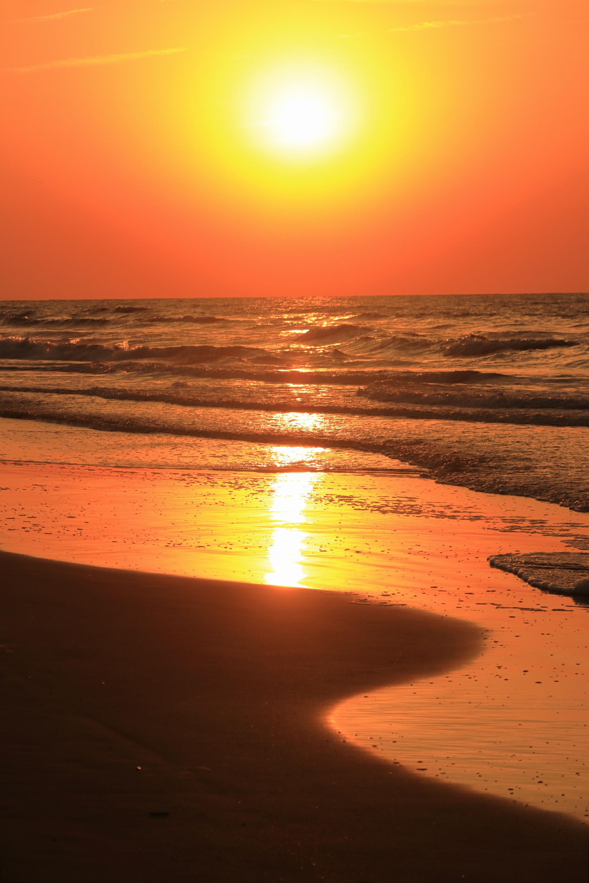 Sunrise over the ocean shoreline near Sullivan's Island, South Carolina