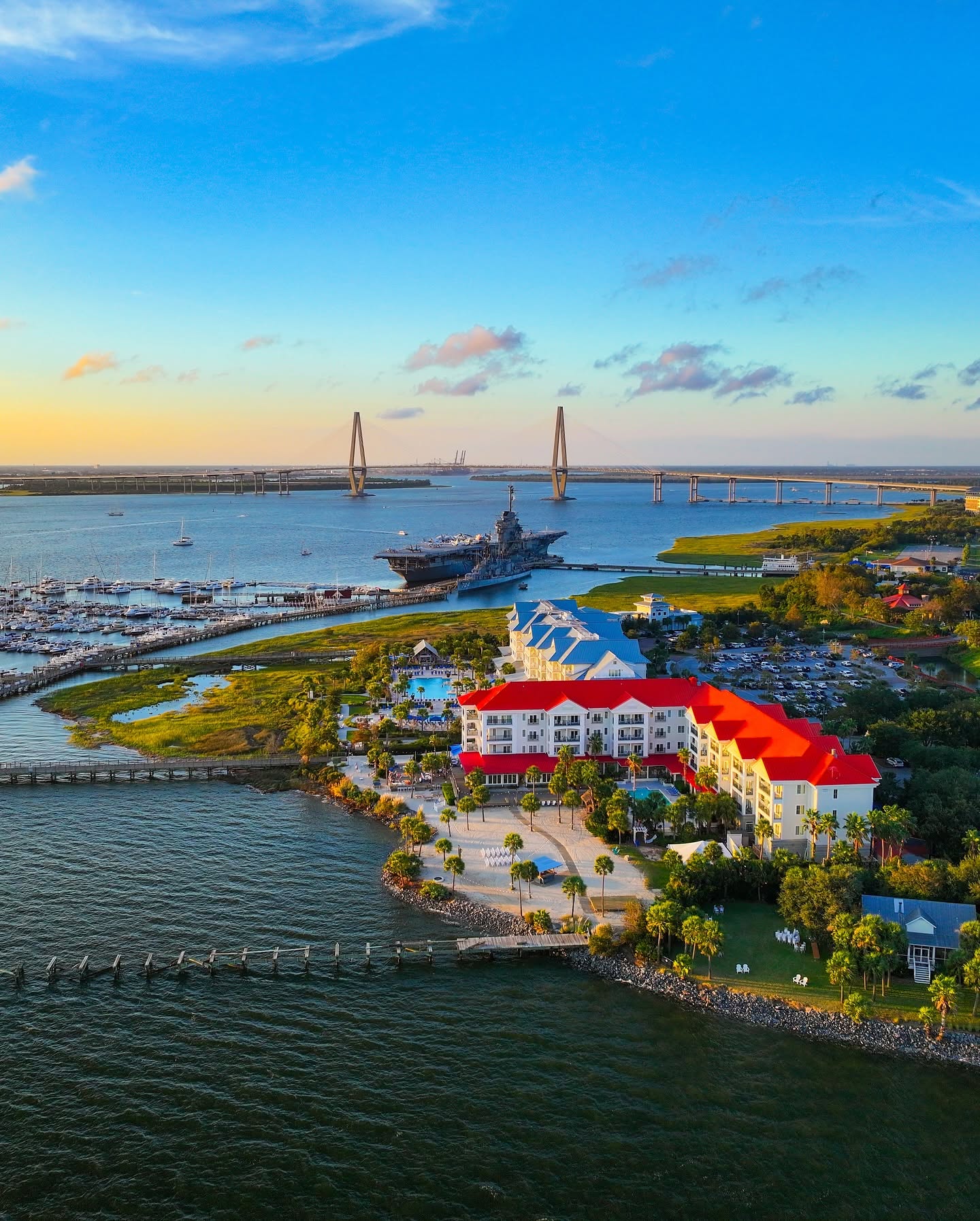 Patriots Point and Charleston Harbor in Mount Pleasant, South Carolina