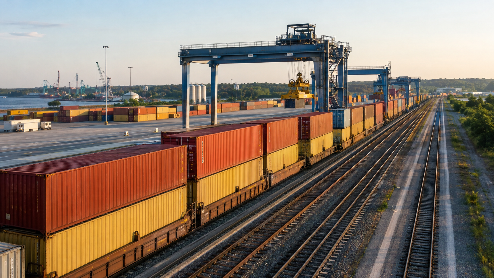 Intermodal freight train serving the Charleston port and logistics network