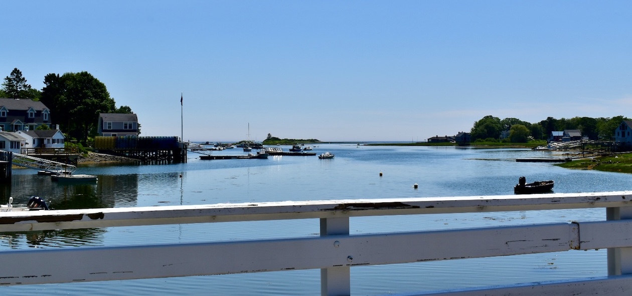 Bickford Island causeway and Cape Porpoise Harbor in Kennebunkport, Maine