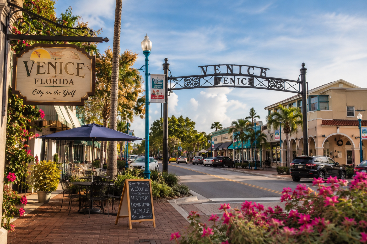 Historic Downtown Venice, a timeless coastal community in Sarasota County, Florida